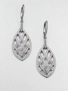 Adriana Orsini Pavé Crystal Basket Weave Drop Earrings   Clear Silver