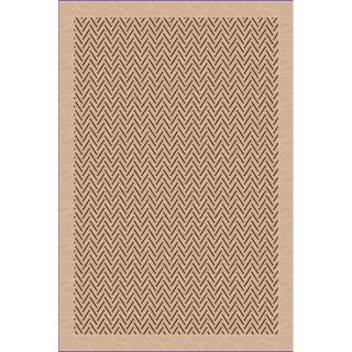 Woven Indoor/ Outdoor Herringbone Beige/ Light Brown Patio Rug (67x96)