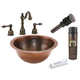 Premier Copper Products Widespread Bathroom Faucet Package (Oil rubbed bronzeInner dimension 12 inches x 12 inches x 6 inchesOuter dimension 14 inches x 14 inches x 6 inchesInstallation type Under counter, surface mountRim 1 inch flatCountertop depth 