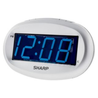 Sharp Blue LED Alarm Clock with Dimmer   Silver