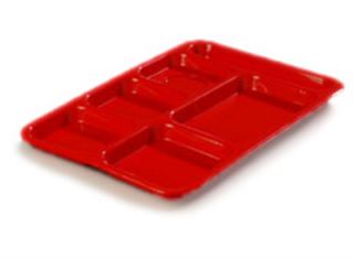 Carlisle Rectangular (6)Compartment Tray   Right Handed, 14 3/8x10 Poly, Red