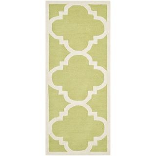 Safavieh Handmade Moroccan Cambridge Green/ Ivory Wool Rug (26 X 6)