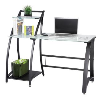 Safco Xpressions Computer Workstation   Tempered Glass Worksurface And Shelves