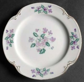 Crescent (Japan) Viola Salad Plate, Fine China Dinnerware   Japan, Purple Flower