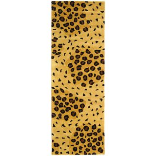 Handmade Leopard print Gold/ Black N. Z. Wool Runner (26 X 8)