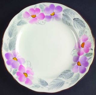 Royal Swansea Morning Glory Salad Plate, Fine China Dinnerware   Bone,Pink&Laven