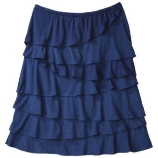 Merona Womens Knit Ruffle Skirt   Waterloo Blue   XS