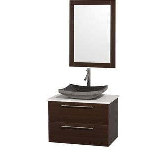 Amare Espresso 30 inch Single Bathroom Vanity Set With Black Granite Sink