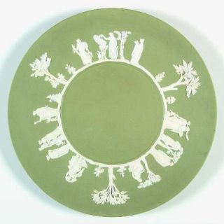 Wedgwood Cream Color On Celadon Jasperware Cake Plate, Fine China Dinnerware   C