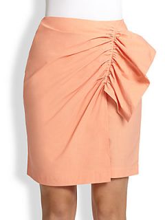 MSGM Draped Ruffle Cotton Wrap Effect Skirt   Peach