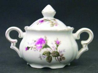 Royal Sealy Moss Rose Sugar Bowl & Lid, Fine China Dinnerware   White Background