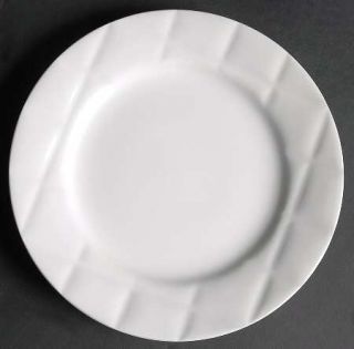  Quilt Salad Plate, Fine China Dinnerware   All White,Embossed Criss Cro