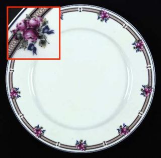 Nikko Victoria Dinner Plate, Fine China Dinnerware   Finechina,Tan Band,Roses,Bl