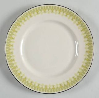 Franciscan Gabrielle Salad Plate, Fine China Dinnerware   Green Scrolls,Yellow F