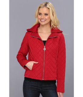 Calvin Klein Diamond Quilted Coat w/ Removable Hood CW326273 Womens Coat (Red)