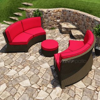 Forever Patio Barbados 3 Piece Sectional Conversation Set Flagship Ruby with