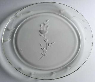 Princess House Crystal Heritage 12 Round Platter   Gray Cut Floral Design,Clear