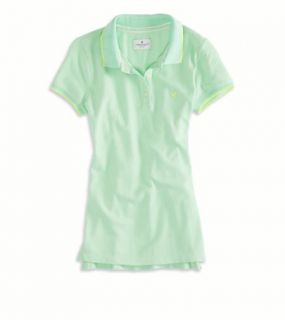 Cupcake Green AE Short Sleeve Tipped Polo, Womens L