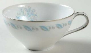 Abalone Sky Flower Flat Cup, Fine China Dinnerware   Blue/Gray Flowers, Platinum