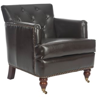 Safavieh Manchester Bicast Leather Brown Club Chair