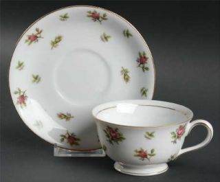 Kyoto Lancaster Footed Cup & Saucer Set, Fine China Dinnerware   Roses&Rosebud B
