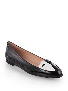 Stuart Weitzman Mask Face Patent Leather Loafers   Black