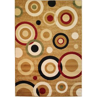 Circles Dark Beige Area Rug (5 X 7 2) (PolypropylenePile Height .4 inchesStyle ContemporaryPrimary color BeigeSecondary colors MultiPattern AbstactTip We recommend the use of a non skid pad to keep the rug in place on smooth surfaces.All rug sizes a