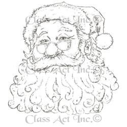 Class Act Cling Mounted Rubber Stamp 4 X5.75  Santa W/glasses