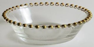 Viking Candlewick Gold 6 Round Bowl   Clear, Gold Dots On Edge