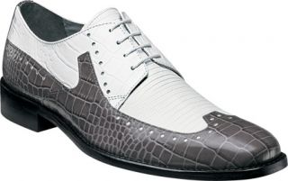 Mens Stacy Adams Portello 24872   Gray/White Reptile Print Leather Lace Up Shoe