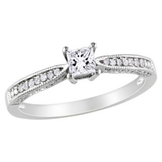 Silver Diamond and 1/3ct Created White Sapphire Ring
