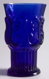Pilgrim Glass Adams Cobalt Water Goblet   Cobalt Blue, Shell & Fan Design