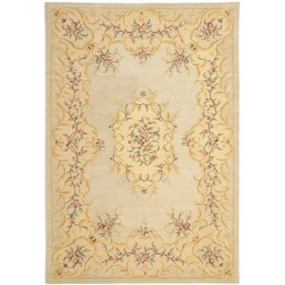 Handmade Light Green/ Beige Hand spun Wool Rug (6 X 9)