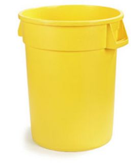 Carlisle 44 gal Round Waste Container   Handles, Polyethylene, Yellow