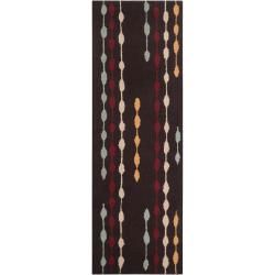 Hand tufted Contemporary Dark Brown Chile Abstract Wool Abstract Rug (26 X 8)