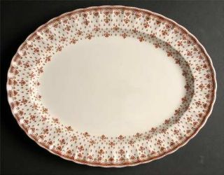 Spode Fleur De Lys Brown (Earthenware,No Trim) 14 Oval Serving Platter, Fine Ch