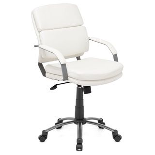Director Relax White Office Chair (WhiteMaterials Steel, leatheretteFinish LeatheretteSeat height 20 to 24 inches high Adjustable height YesWheels YesDimensions 38 to 42 inches high x 25.5 inches wide x 25.5 inches deepSeat Dimensions 20 to 24 inch