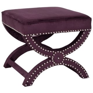 Dante X bench Purple Ottoman (PurpleMaterials Pine wood and polyester fabricDimensions 19 inches high x 21.5 inches wide x 21.5 inches deepAvoid placing your furniture in direct sunlight and maintain at least two feet between furniture and heat sources.