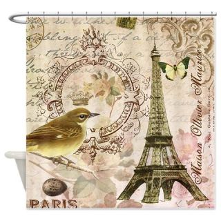  Vintage French Eiffel Tower with bird Shower Curta  Use code FREECART at Checkout