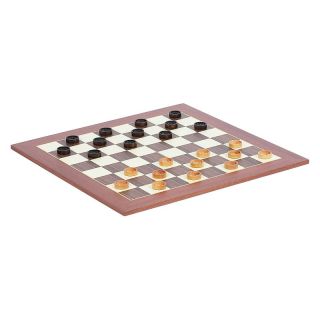 Cambor Games Traditional Chess Board & Wooden Checkers Brown   1956 204