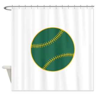  Green and Gold Baseball Shower Curtain  Use code FREECART at Checkout