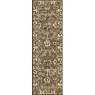 Hand tufted Transitional Oriental Brown/ Blue Rug (26 X 8)