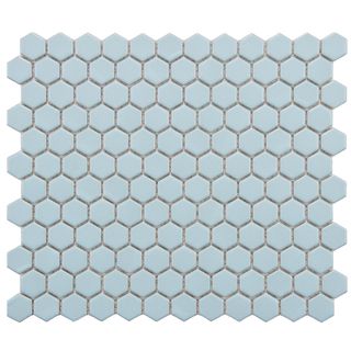 Somertile 10.25x11.75 in Victorian Hex Blue Porcelain Mosaic Tiles (pack Of 10)