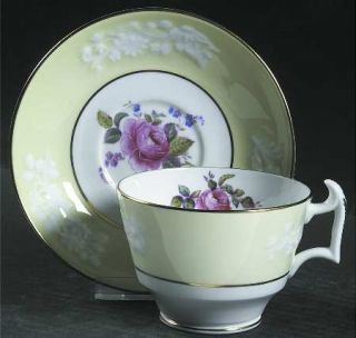 Spode Maritime Rose Pale Yellow Footed Cup & Saucer Set, Fine China Dinnerware  