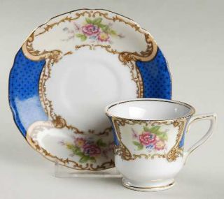 Gold Castle Gca2 Footed Demitasse Cup & Saucer Set, Fine China Dinnerware   Blue