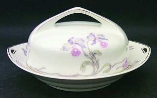 Bohemia Ceramic Orchid/Iris Round Covered Butter, Fine China Dinnerware   Pink/G