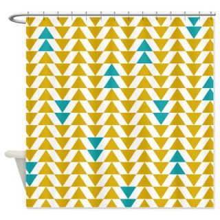  Yellow and Turquoise Triangles Shower Curtain  Use code FREECART at Checkout