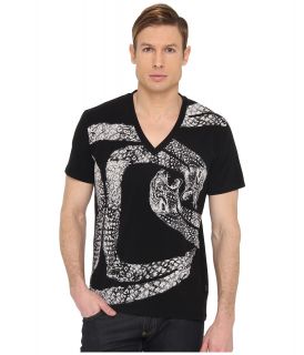 Just Cavalli Abstract Logo V Neck Tee Mens T Shirt (Black)