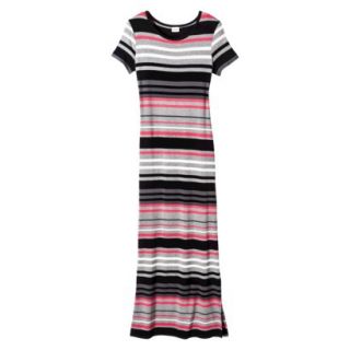 Merona Womens Knit T Shirt Maxi Dress   Heather Gray/Blazing Coral   S