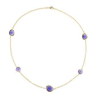 ATHRA 14K Gold Plated Purple Resin Station Necklace, Womens